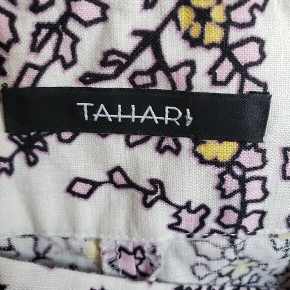 Tahari 100% Linen Boho Tropical Wide Leg Pant Beach Vacation Size Women's Medium - Picture 2 of 11